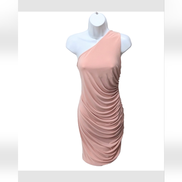 Michael Costello X Revolve Kimberly One Shoulder Mini Dress Bodycon Ruched L - Picture 13 of 13